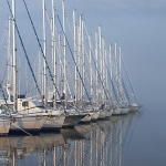 travel___Dock In Fog___Punat, Croatia.
